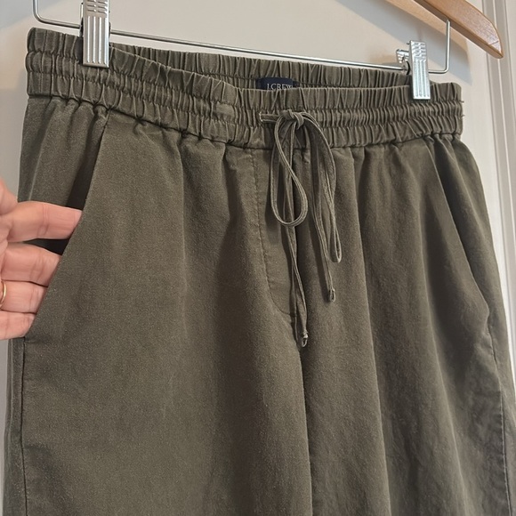 J Crew Factory Linen Cotton Blend Drawstring Pants Army Green Size 2 - Picture 3 of 11